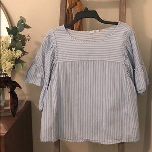 GAP striped ruffle sleeve top